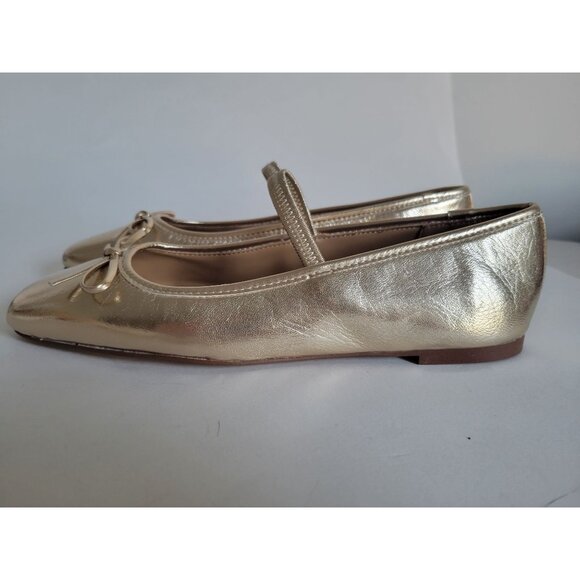 J. Crew Factory Golden Metallic ballet flat shoes size 9 Preppy Holiday party - Picture 8 of 10